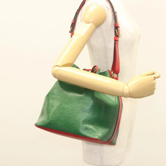 LOUIS VUITTON Epi Petit Noe Shoulder Bag Bicolor Green Red LV Auth - Picture 14 of 16